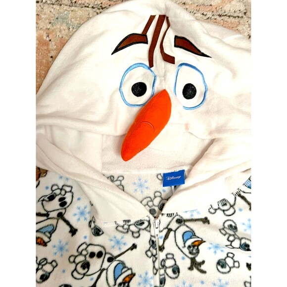 NWT DISNEY FROZEN Olaf 1pc Hooded Pajama Jumpsuit XL Fleece Snowman Deadstock - Picture 3 of 7